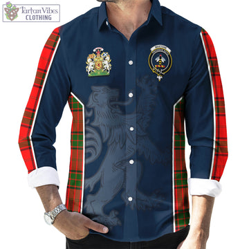 Maxtone Tartan Long Sleeve Button Up Shirt with Family Crest and Lion Rampant Vibes Sport Style