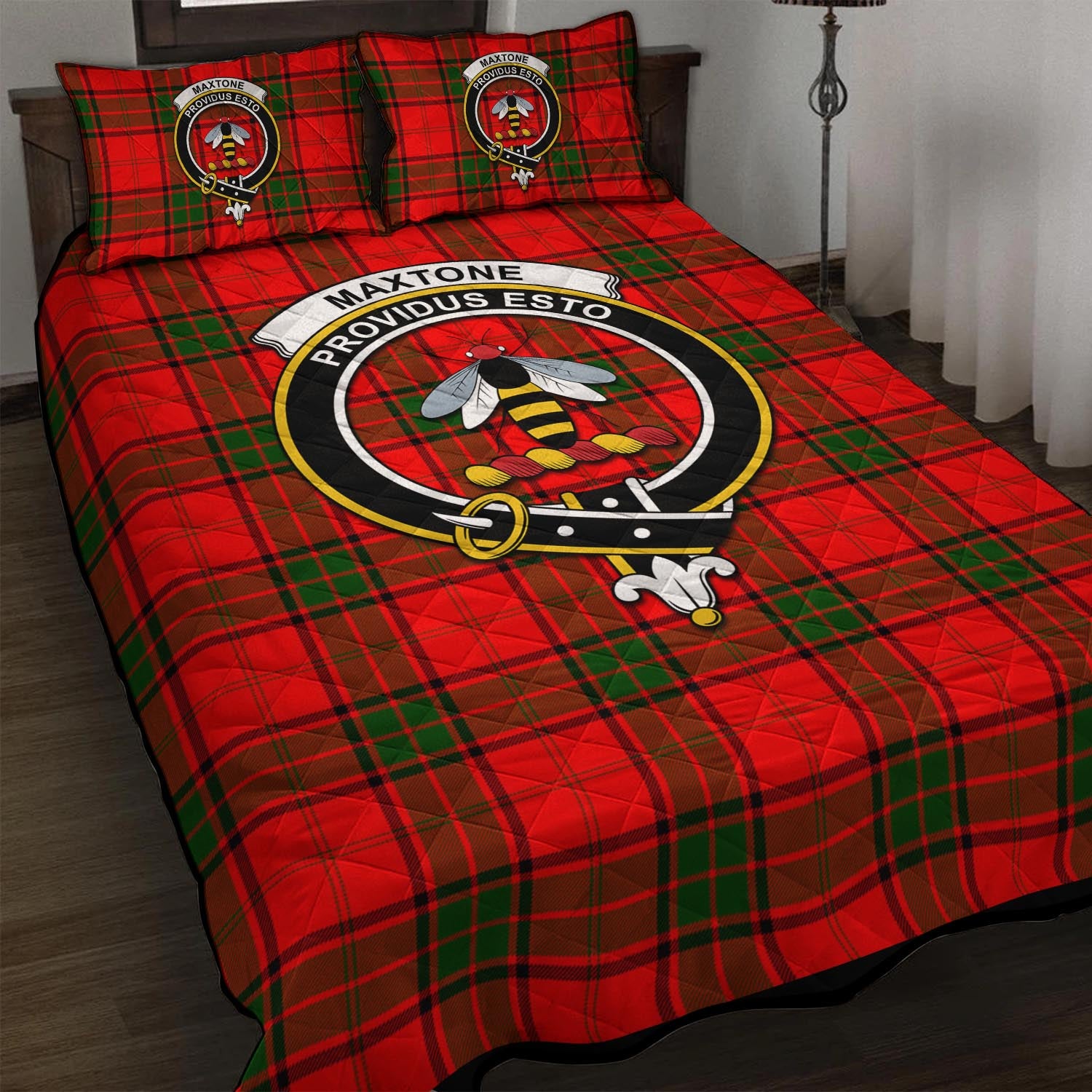 Maxtone Tartan Quilt Bed Set with Family Crest - Tartan Vibes Clothing