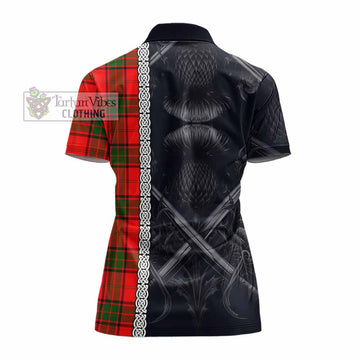 Maxtone Tartan Women's Polo Shirt with Family Crest Cross Sword Thistle Celtic Vibes - Tartan Vibes Clothing