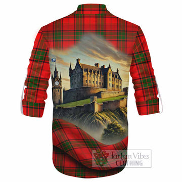 Maxtone Tartan Family Crest Ghillie Kilt Shirt with Scottish Ancient Castle Style - Tartan Vibes Clothing