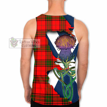 Tartan Vibes Clothing Maxtone Tartan Family Crest Men's Tank Top Scottish Thistle Celtic Inspired