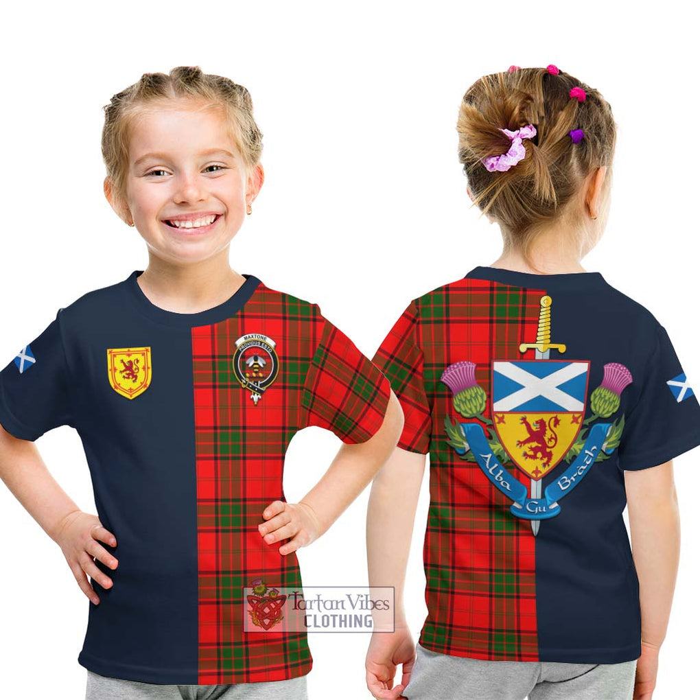 Maxtone Tartan Kid T-Shirt Alba with Scottish Lion Royal Arm Half Style - Tartan Vibes Clothing