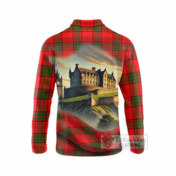 Maxtone Tartan Family Crest Long Sleeve Polo Shirt with Scottish Ancient Castle Style - Tartan Vibes Clothing