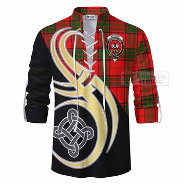 Maxtone Tartan Ghillie Kilt Shirt with Family Crest and Celtic Symbol Style - Tartan Vibes Clothing