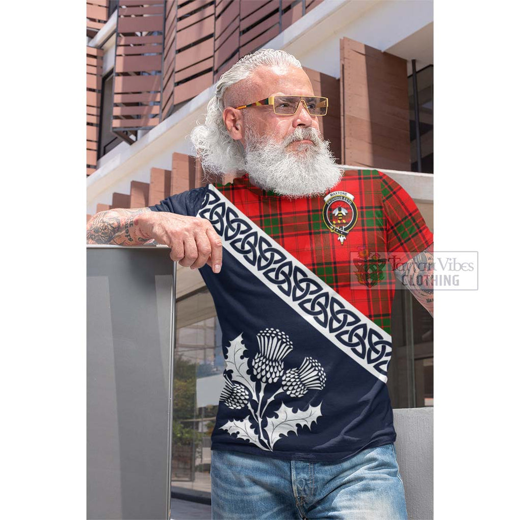 Maxtone Tartan Cotton T-shirt Featuring Thistle and Scotland Map Men's Shirt - Tartan Vibes Clothing