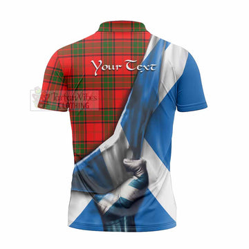 Maxtone Tartan Zipper Polo Shirt with Family Crest Scotland Patriotic Style - Tartan Vibes Clothing