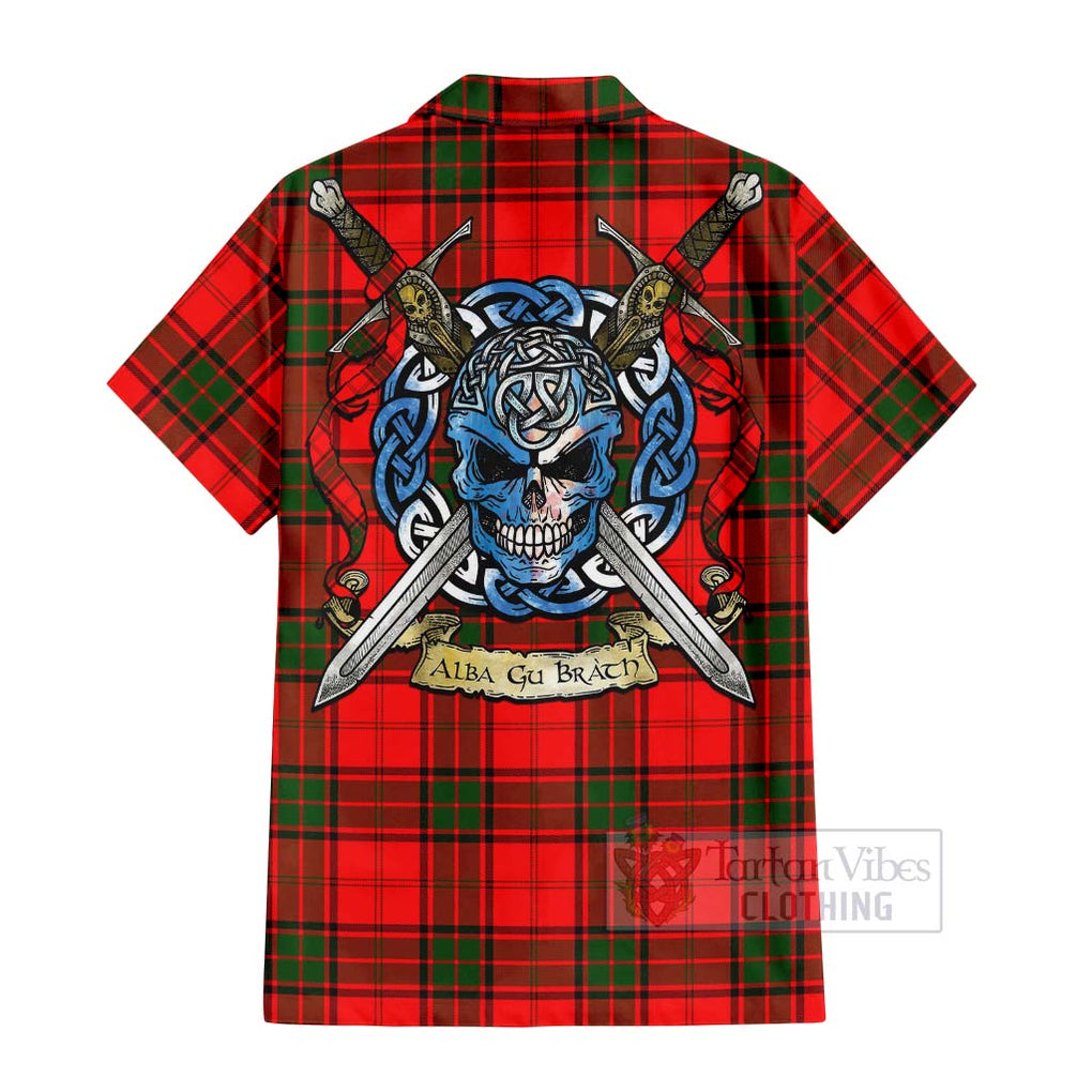 Maxtone Tartan Hawaiian Shirt with Family Crest Celtic Skull Style - Tartan Vibes Clothing
