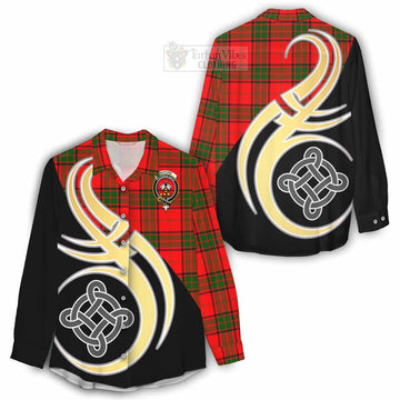 Maxtone Tartan Women's Casual Shirt with Family Crest and Celtic Symbol Style - Tartan Vibes Clothing