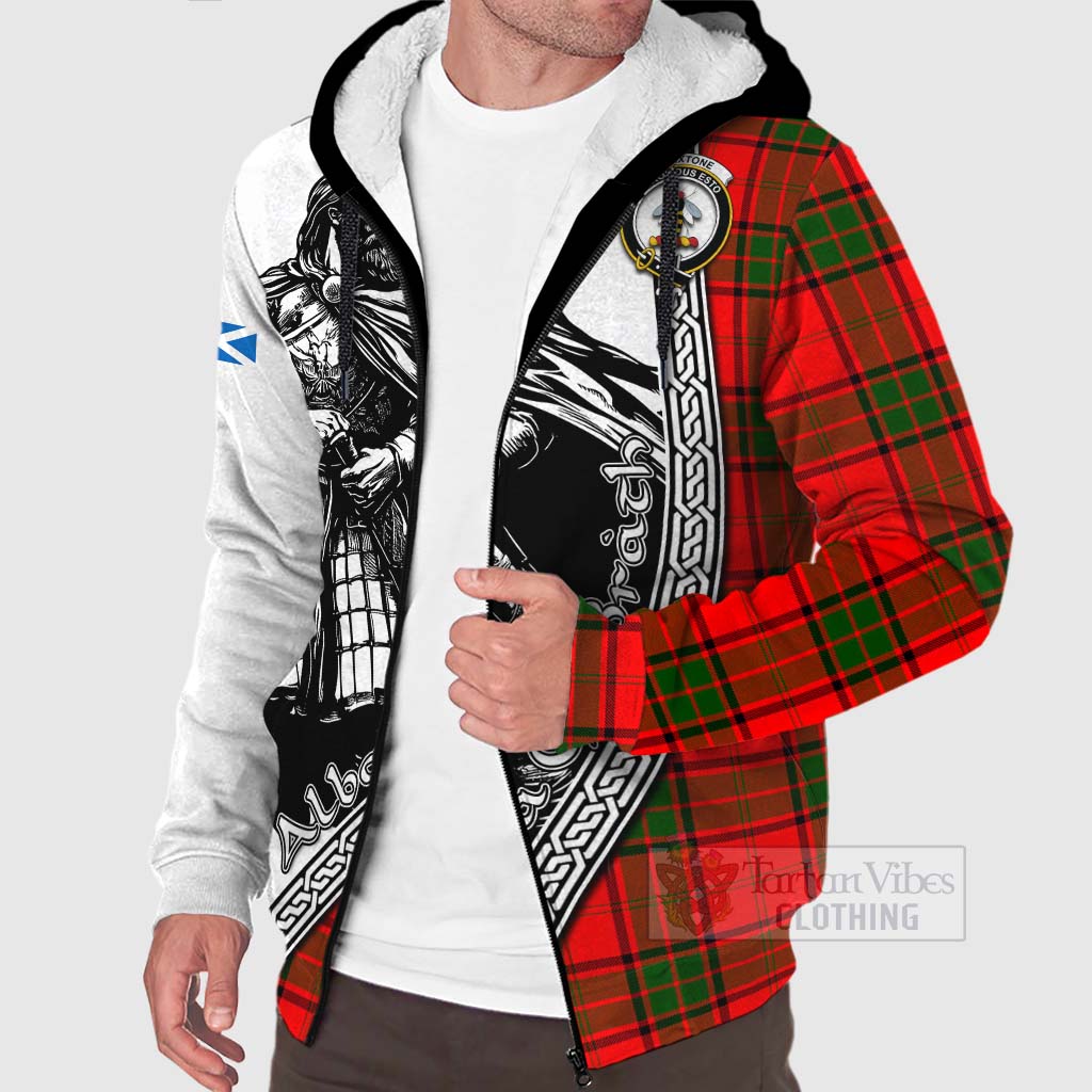 Maxtone Tartan Clan Crest Sherpa Hoodie with Highlander Warrior Celtic Style Unisex - Tartan Vibes Clothing