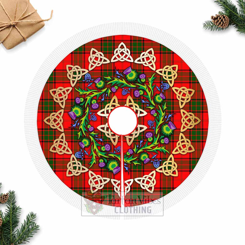 Tartan Vibes Clothing Maxtone Tartan Christmas Tree Skirt with Thistle Celtic Knot Style