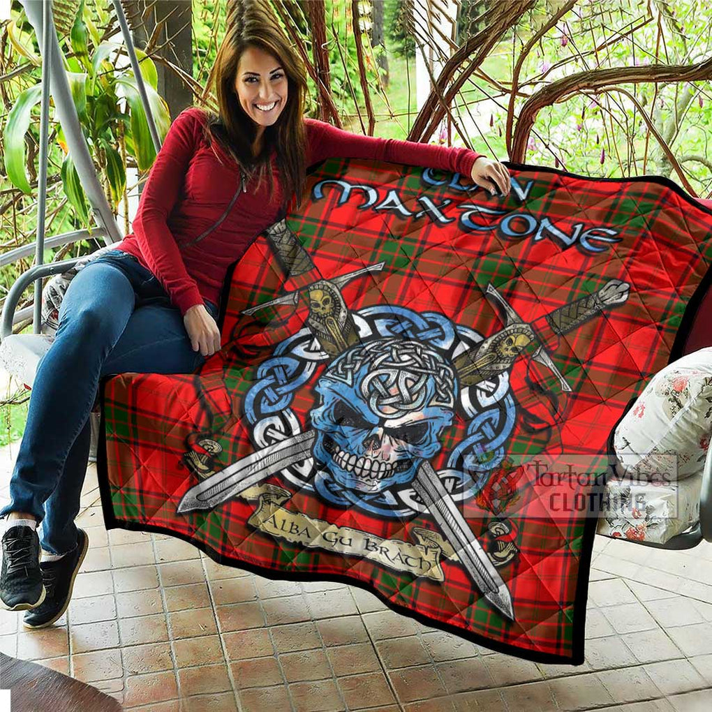 Maxtone Tartan Quilt with Celtic Skull Alba Gu Brath Style - Tartan Vibes Clothing