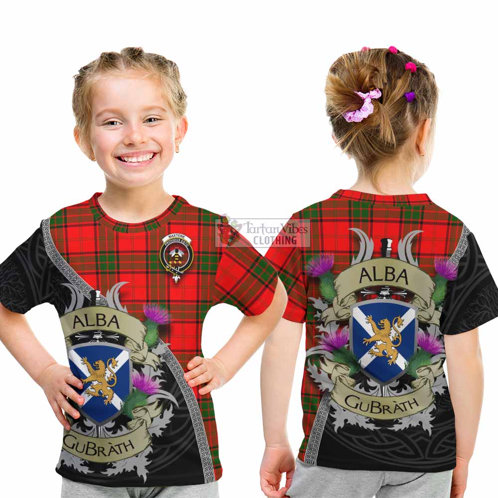 Maxtone Tartan Family Crest Kid T-Shirt Lion Rampant Royal Thistle Shield Celtic Inspired - Tartan Vibes Clothing