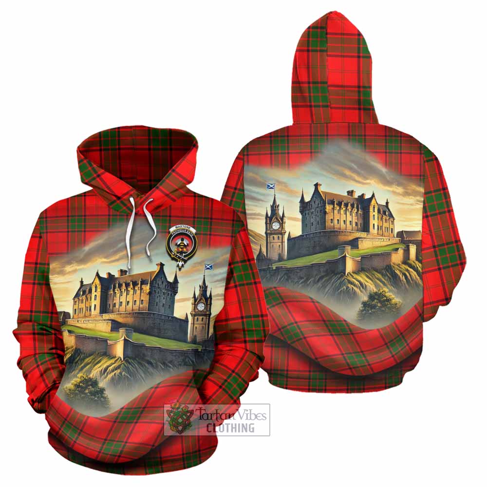 Maxtone Tartan Family Crest Hoodie with Scottish Ancient Castle Style - Tartan Vibes Clothing