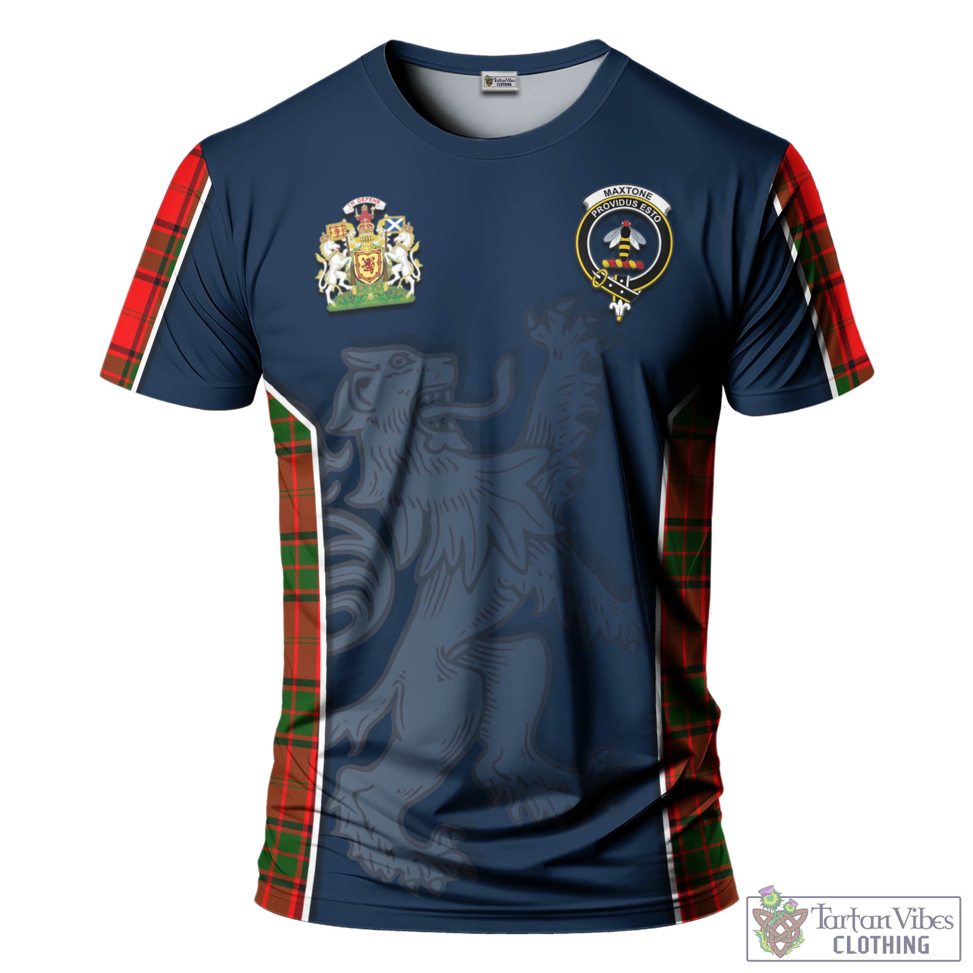 Tartan Vibes Clothing Maxtone Tartan T-Shirt with Family Crest and Lion Rampant Vibes Sport Style