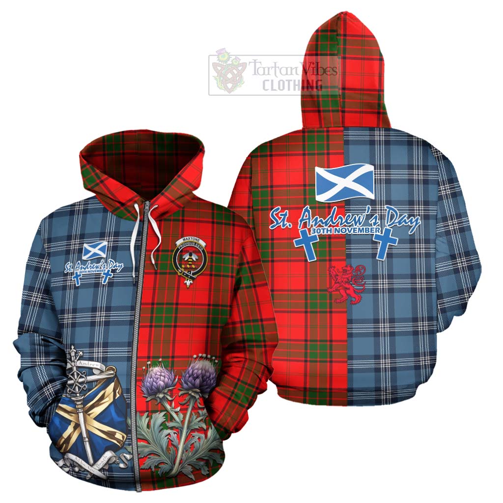Maxtone Tartan Hoodie Happy St. Andrew's Day Half Tartan Style - Tartan Vibes Clothing