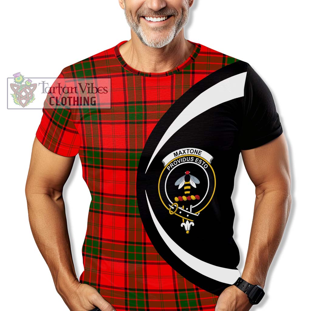 Maxtone Tartan T-Shirt with Family Crest Circle Style - Tartan Vibes Clothing