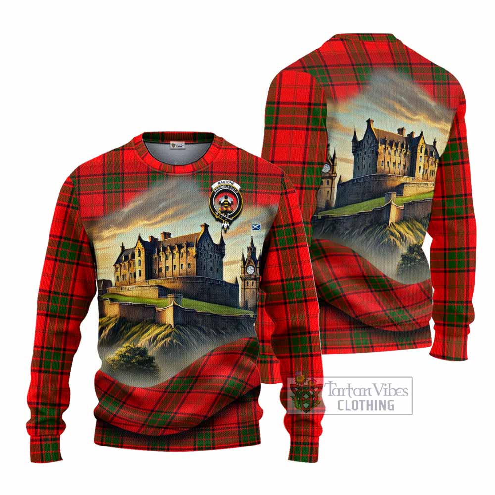Maxtone Tartan Family Crest Knitted Sweater with Scottish Ancient Castle Style - Tartan Vibes Clothing