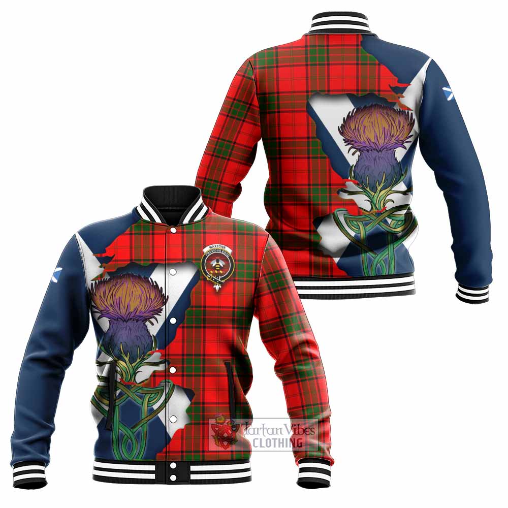 Maxtone Tartan Family Crest Baseball Jacket Scottish Thistle Celtic Inspired - Tartan Vibes Clothing