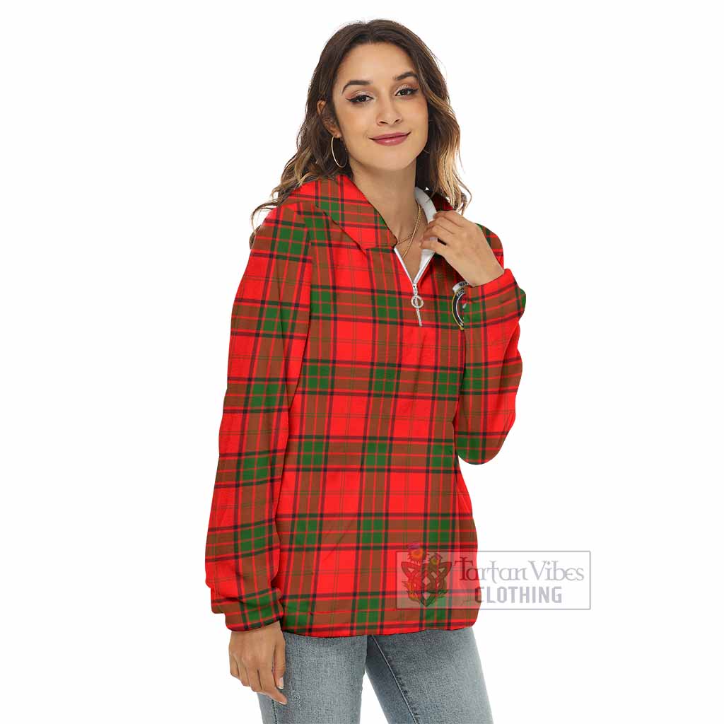 Maxtone Tartan Women's Borg Fleece Hoodie with Half Zip with Family Crest - Tartan Vibes Clothing