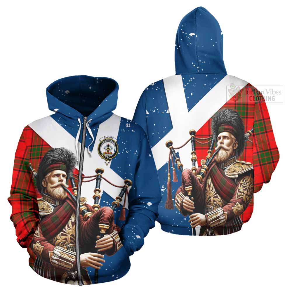 Maxtone Tartan Hoodie with Family Crest Scottish Bagpiper Vibes - Tartan Vibes Clothing