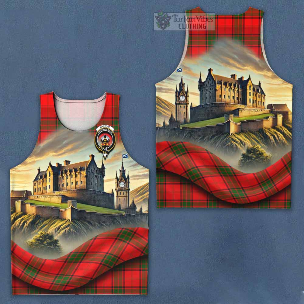 Maxtone Tartan Family Crest Men's Tank Top with Scottish Ancient Castle Style - Tartan Vibes Clothing
