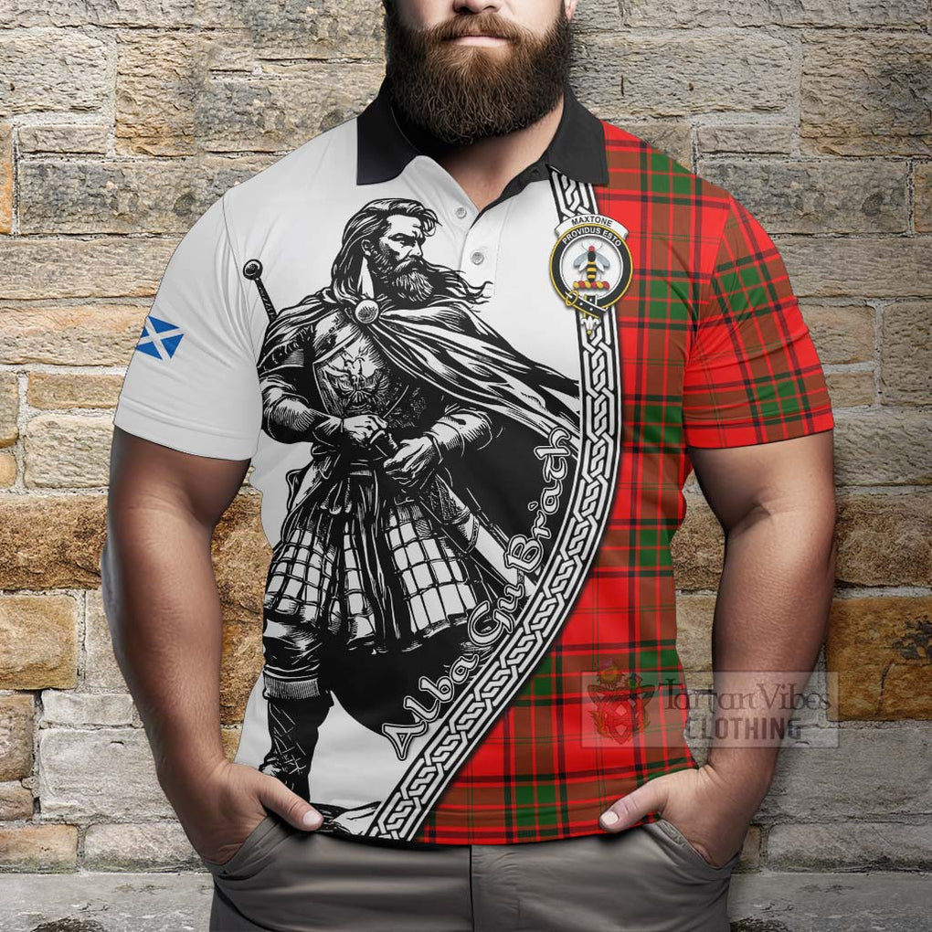 Maxtone Tartan Clan Crest Polo Shirt with Highlander Warrior Celtic Style - Tartan Vibes Clothing