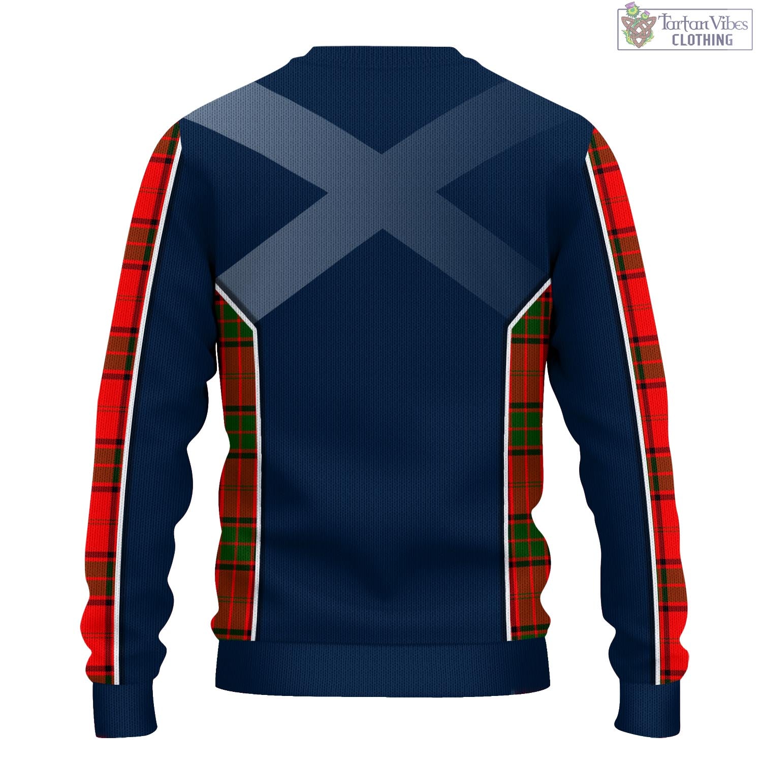 Tartan Vibes Clothing Maxtone Tartan Knitted Sweatshirt with Family Crest and Scottish Thistle Vibes Sport Style
