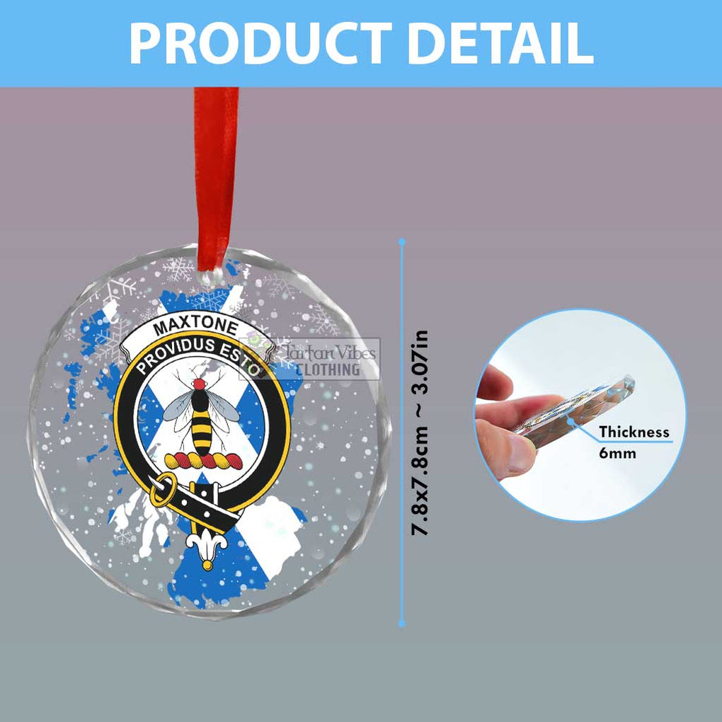Maxtone Clan Crest Christmas Glass Ornament with Scotland Map - 2D-tartanvibesclothing