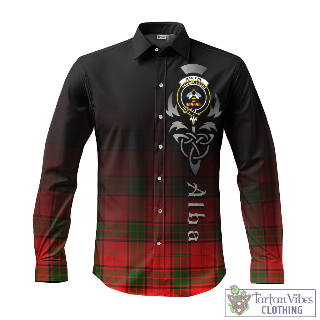 Maxtone Tartan Long Sleeve Button Up Featuring Alba Gu Brath Family Crest Celtic Inspired - Tartan Vibes Clothing