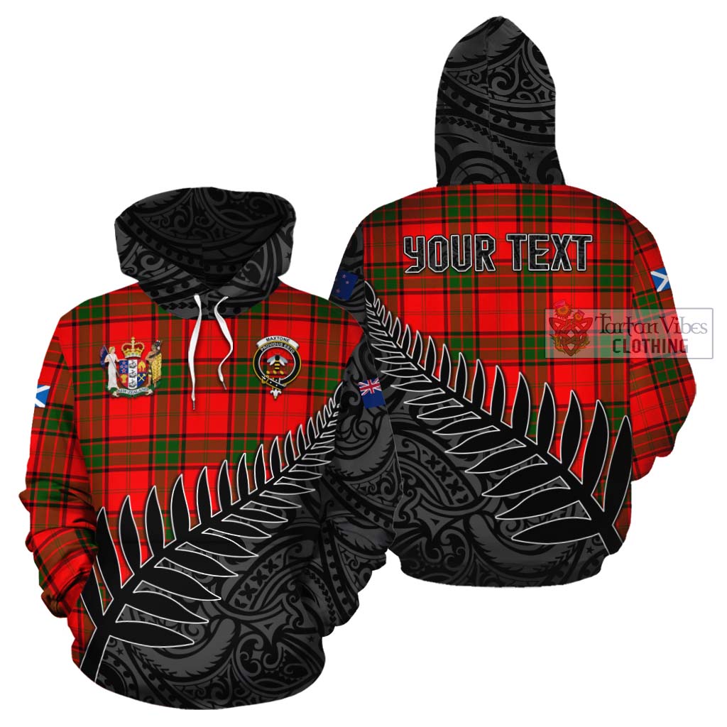 Tartan Vibes Clothing Maxtone Crest Tartan Cotton Hoodie with New Zealand Silver Fern Half Style