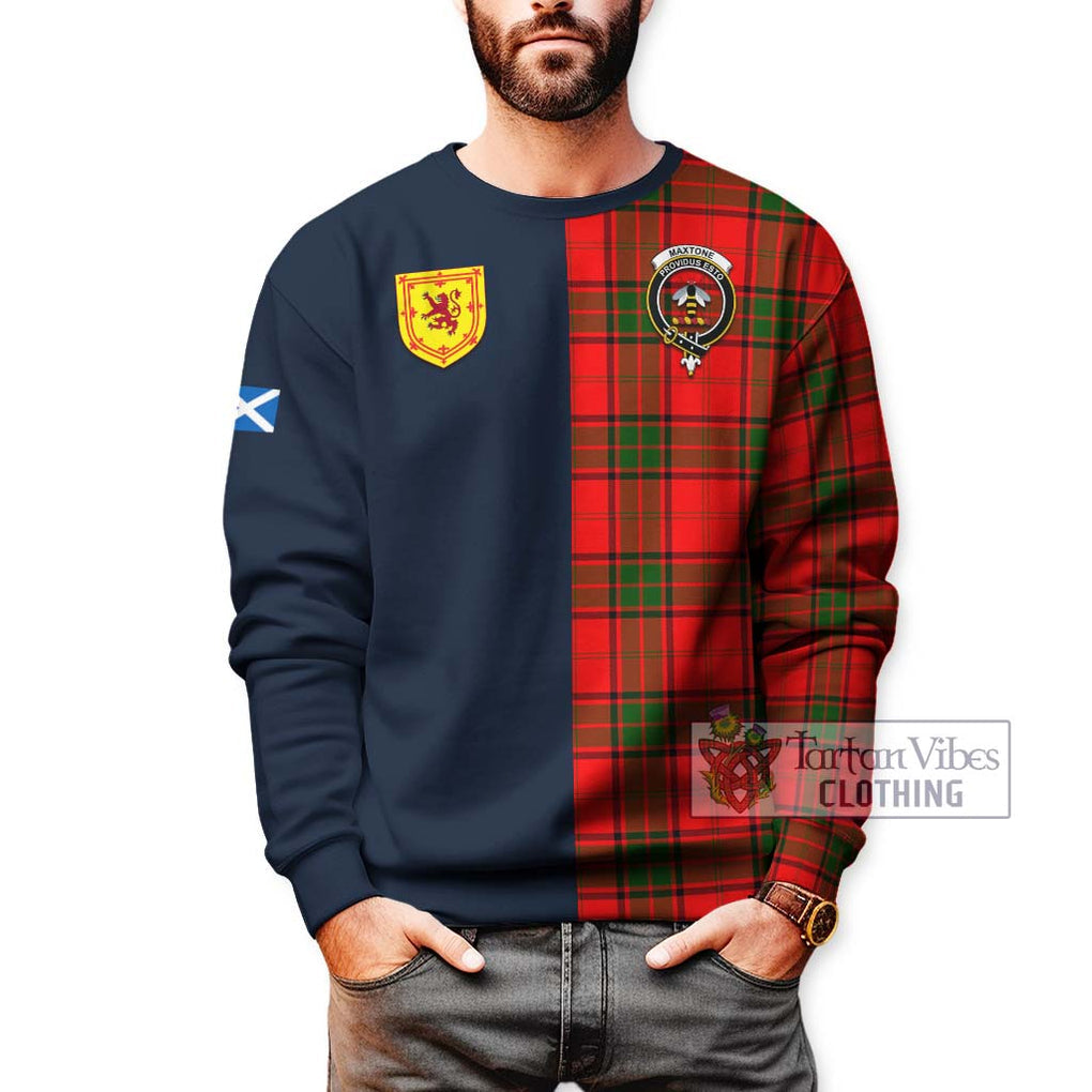 Maxtone Tartan Sweatshirt Alba with Scottish Lion Royal Arm Half Style - Tartan Vibes Clothing