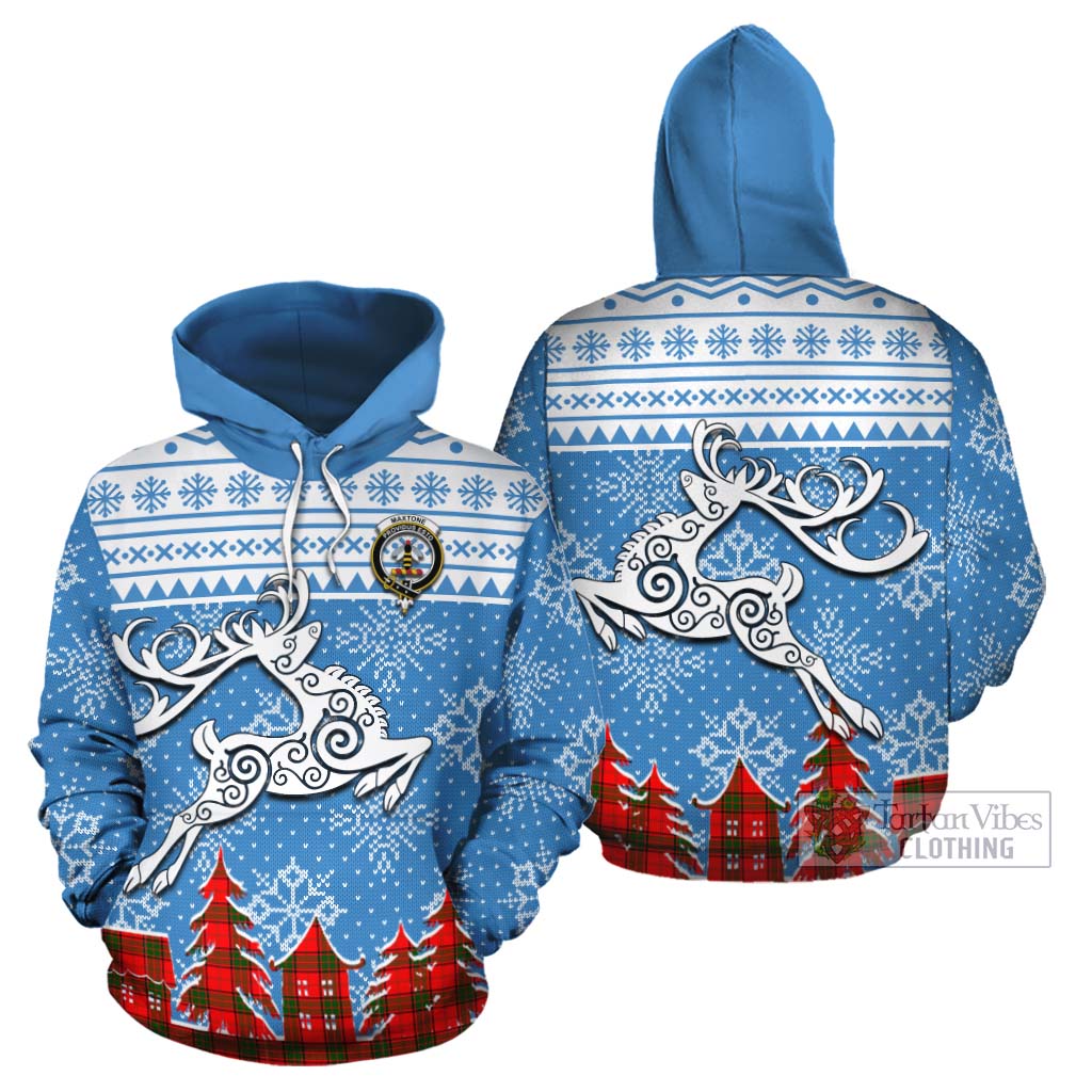 Maxtone Clan Christmas Cotton Hoodie Celtic Reindeer Style Zip Hoodie - Tartan Vibes Clothing