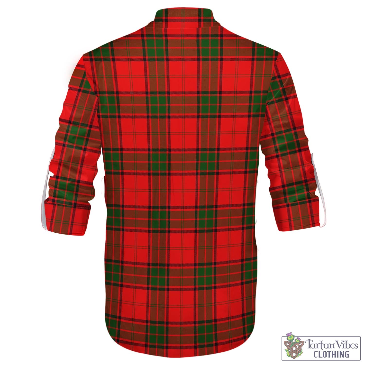 Tartan Vibes Clothing Maxtone Tartan Men's Scottish Traditional Jacobite Ghillie Kilt Shirt with Family Crest