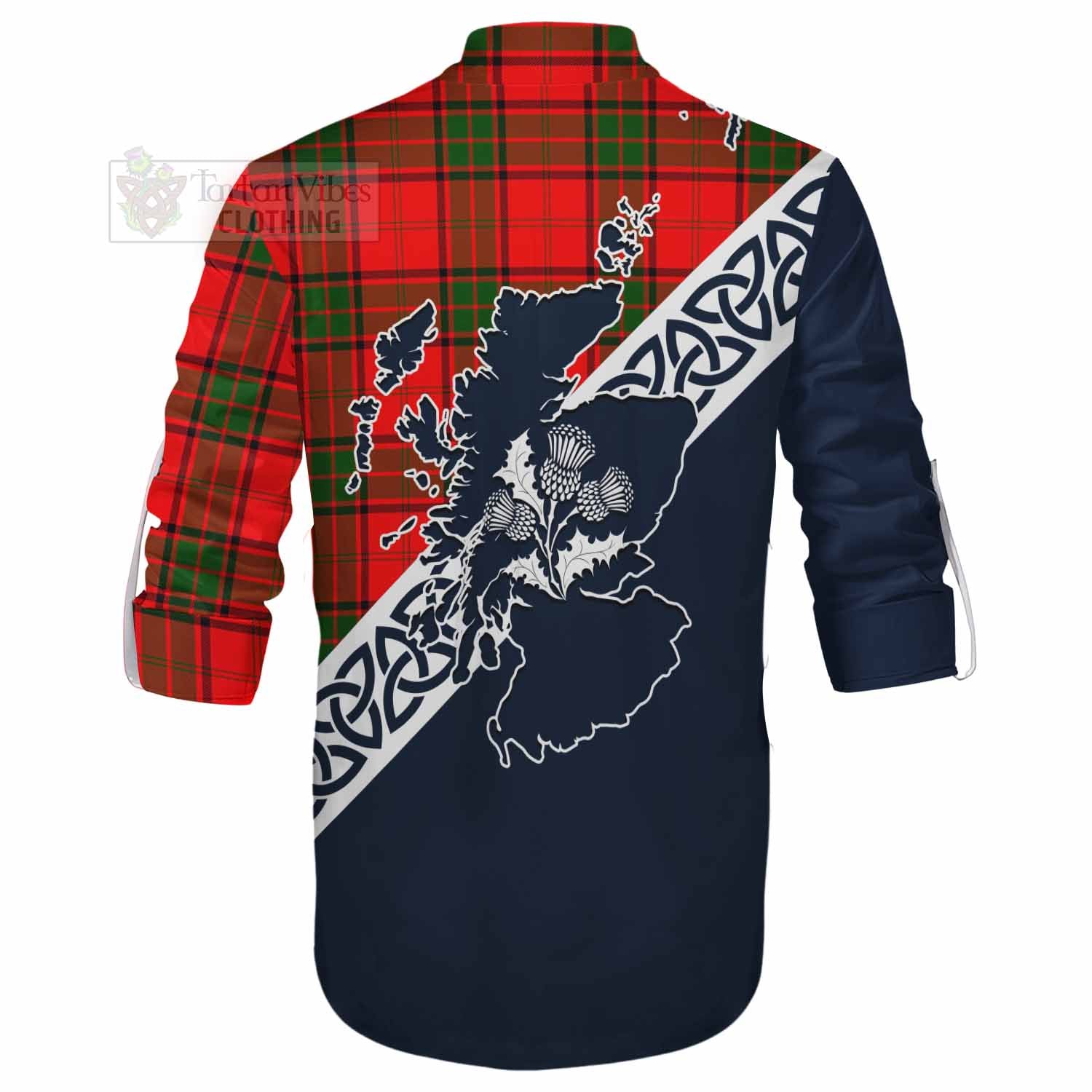 Maxtone Tartan Ghillie Kilt Shirt Featuring Thistle and Scotland Map - Tartan Vibes Clothing