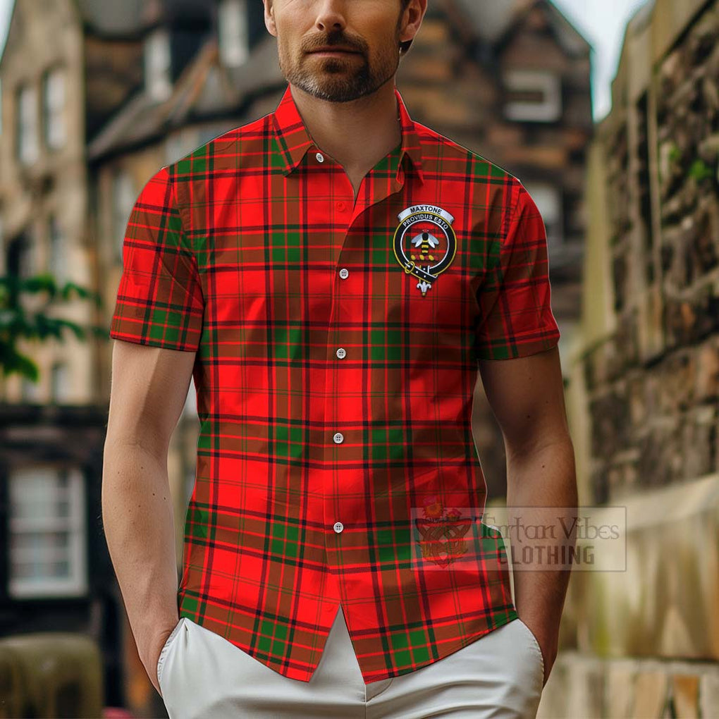 Maxtone Tartan Hawaiian Shirt with Family Crest Celtic Skull Style - Tartan Vibes Clothing