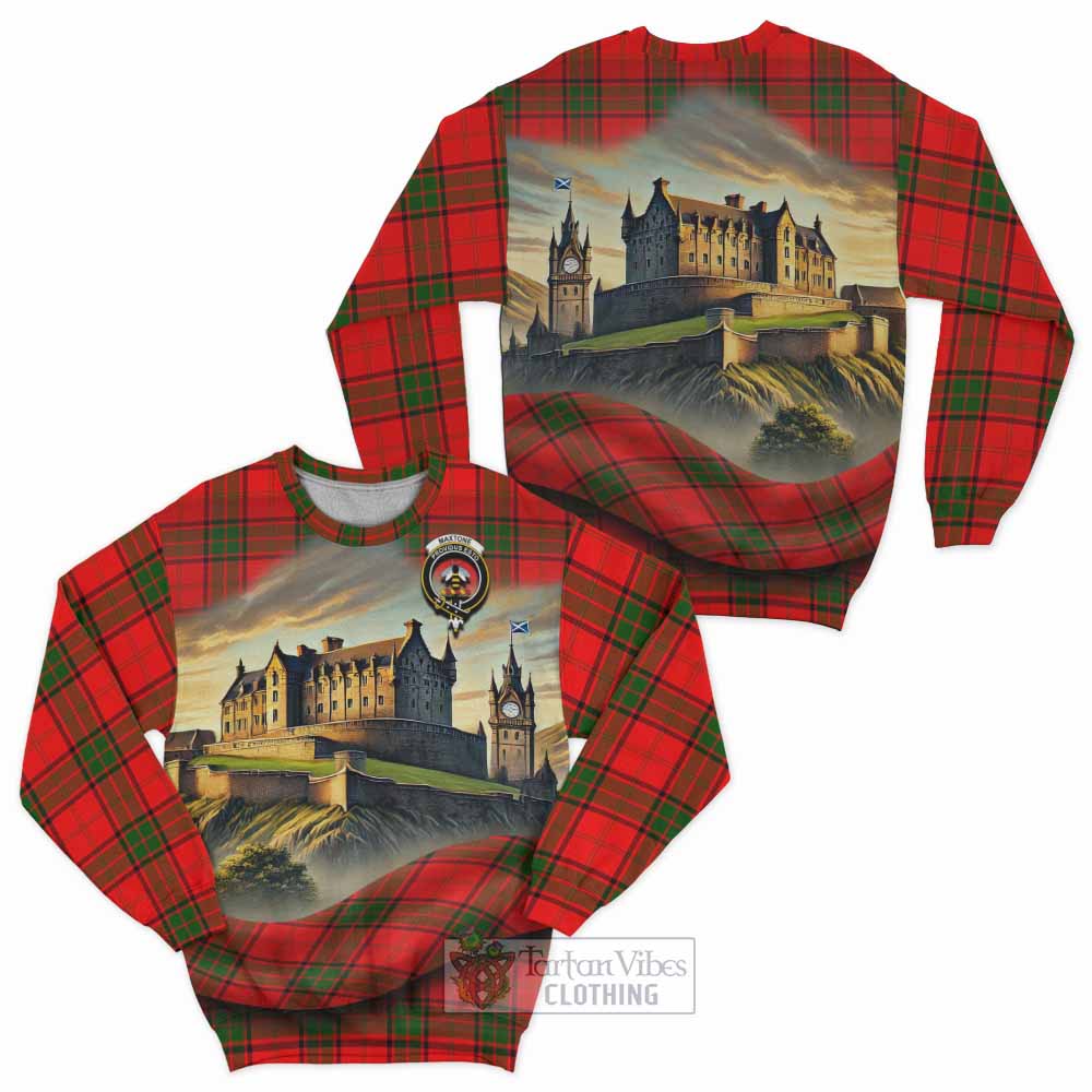 Maxtone Tartan Family Crest Sweatshirt with Scottish Ancient Castle Style - Tartan Vibes Clothing