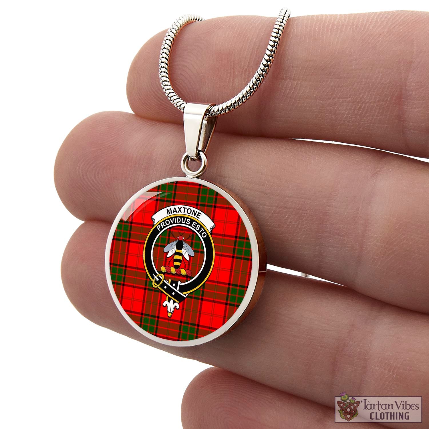 Maxtone Tartan Circle Necklace with Family Crest - Tartan Vibes Clothing