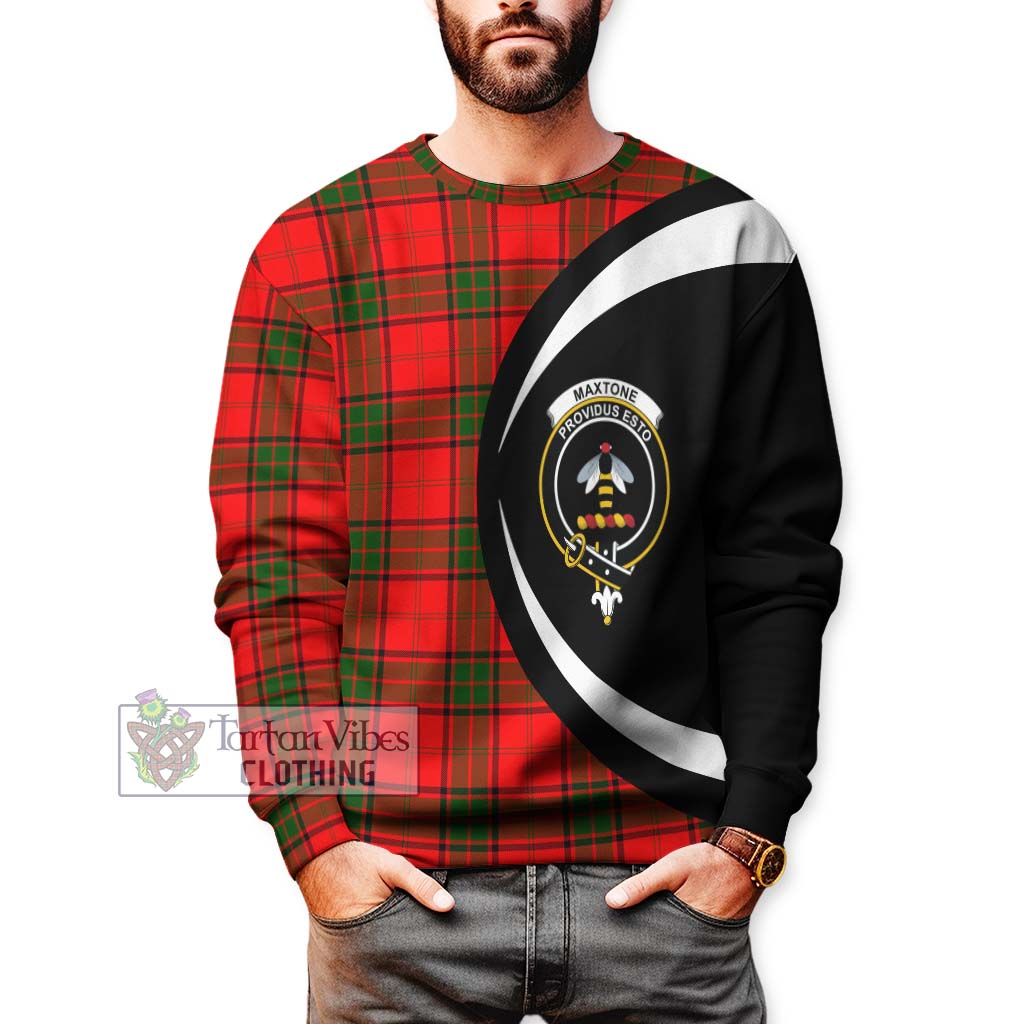 Maxtone Tartan Sweatshirt with Family Crest Circle Style - Tartan Vibes Clothing