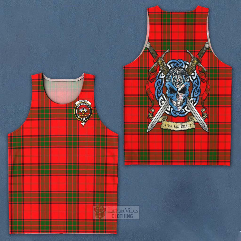 Maxtone Tartan Men's Tank Top with Family Crest Celtic Skull Style - Tartan Vibes Clothing
