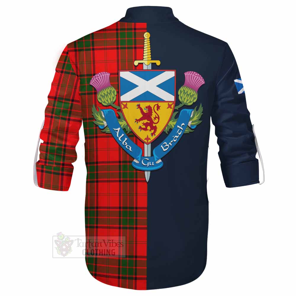 Maxtone Tartan Ghillie Kilt Shirt Alba with Scottish Lion Royal Arm Half Style - Tartan Vibes Clothing
