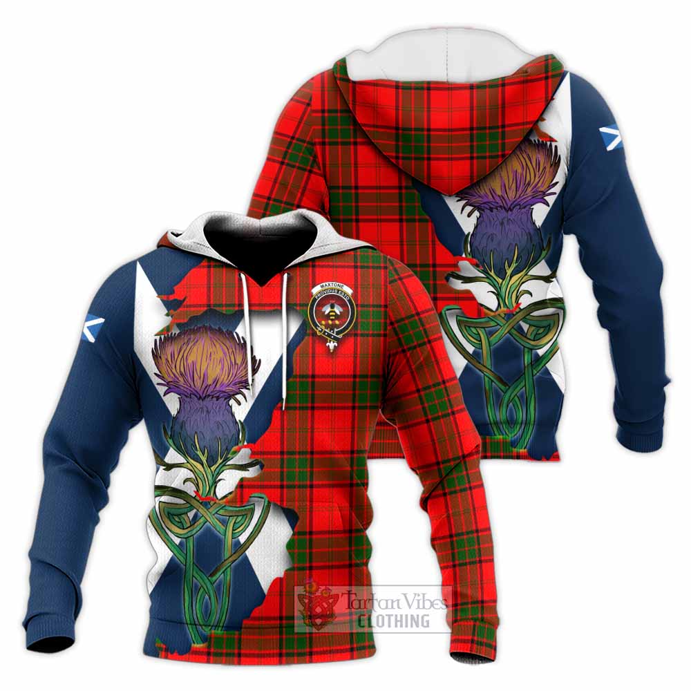 Maxtone Tartan Family Crest Knitted Hoodie Scottish Thistle Celtic Inspired - Tartan Vibes Clothing