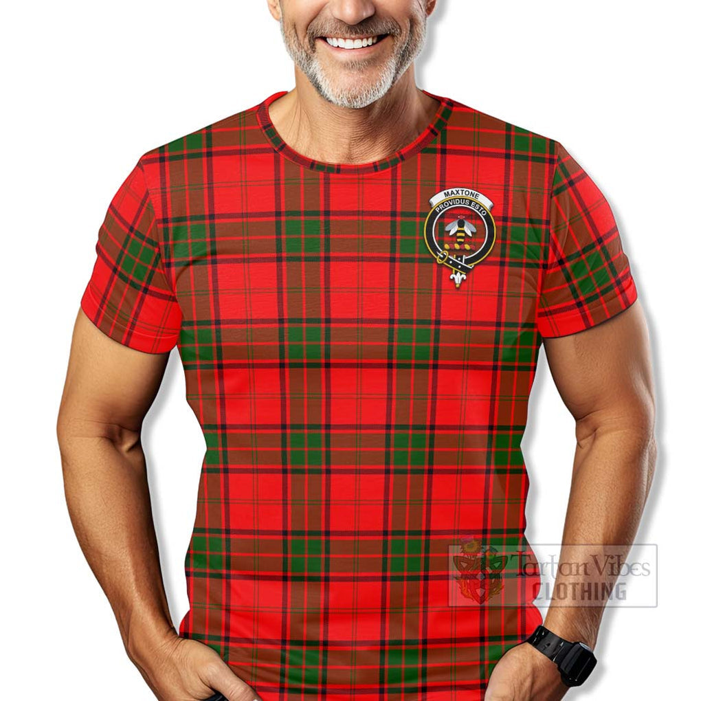 Maxtone Tartan T-Shirt with Family Crest Celtic Skull Style - Tartan Vibes Clothing