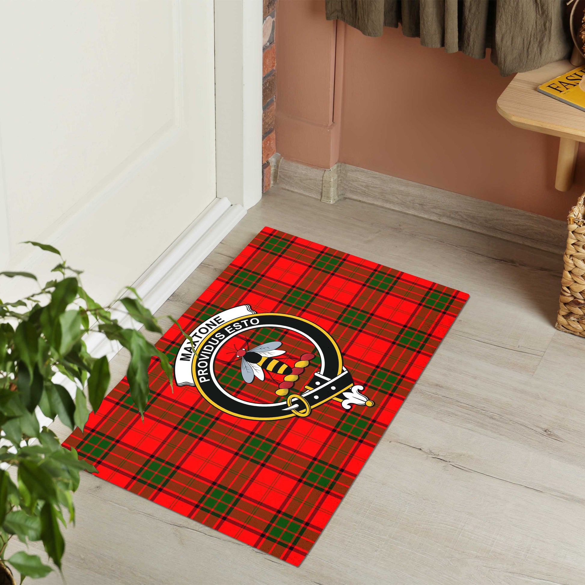 Maxtone Tartan Door Mat with Family Crest - Tartanvibesclothing
