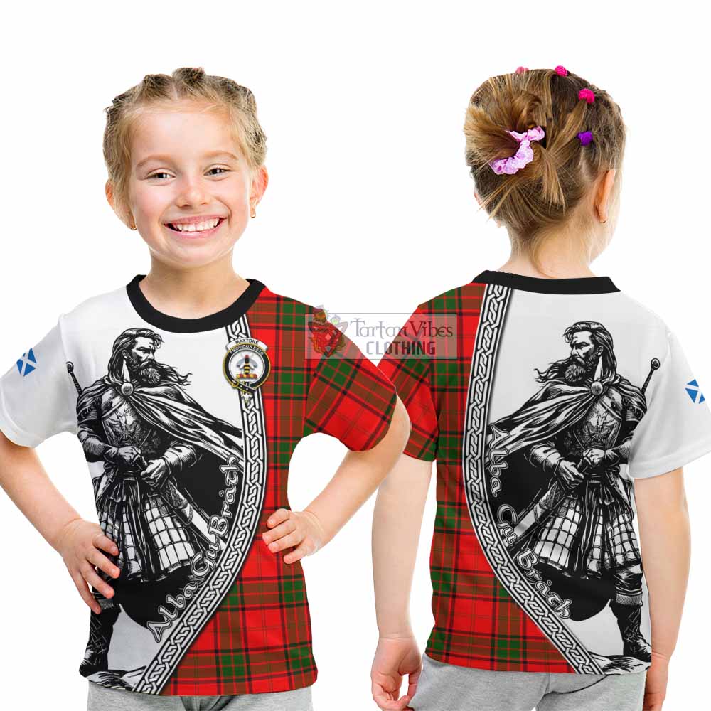Maxtone Tartan Clan Crest Kid T-Shirt with Highlander Warrior Celtic Style - Tartan Vibes Clothing