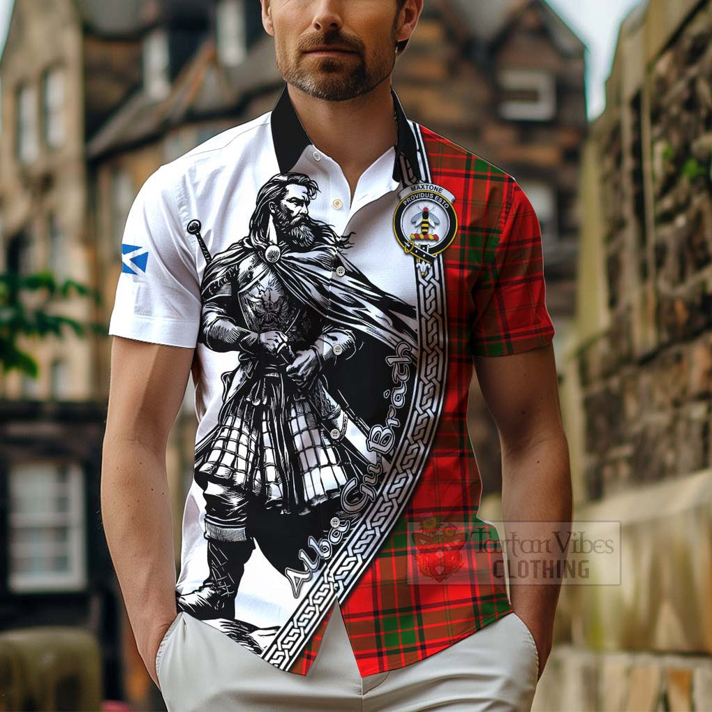 Maxtone Tartan Clan Crest Hawaiian Shirt with Highlander Warrior Celtic Style - Tartan Vibes Clothing