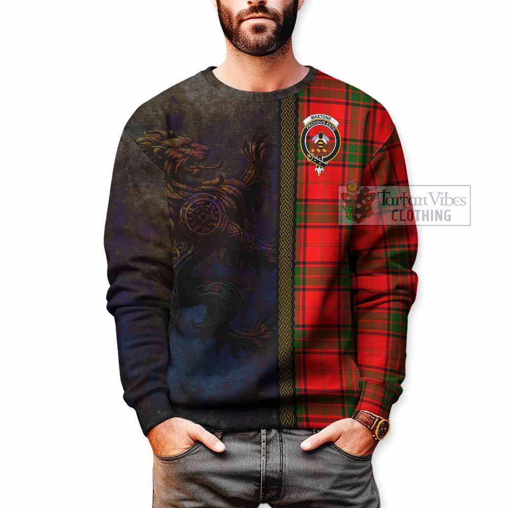 Maxtone Tartan Family Crest Sweatshirt Alba Gu Brath Be Brave Lion Ancient Style - Tartan Vibes Clothing