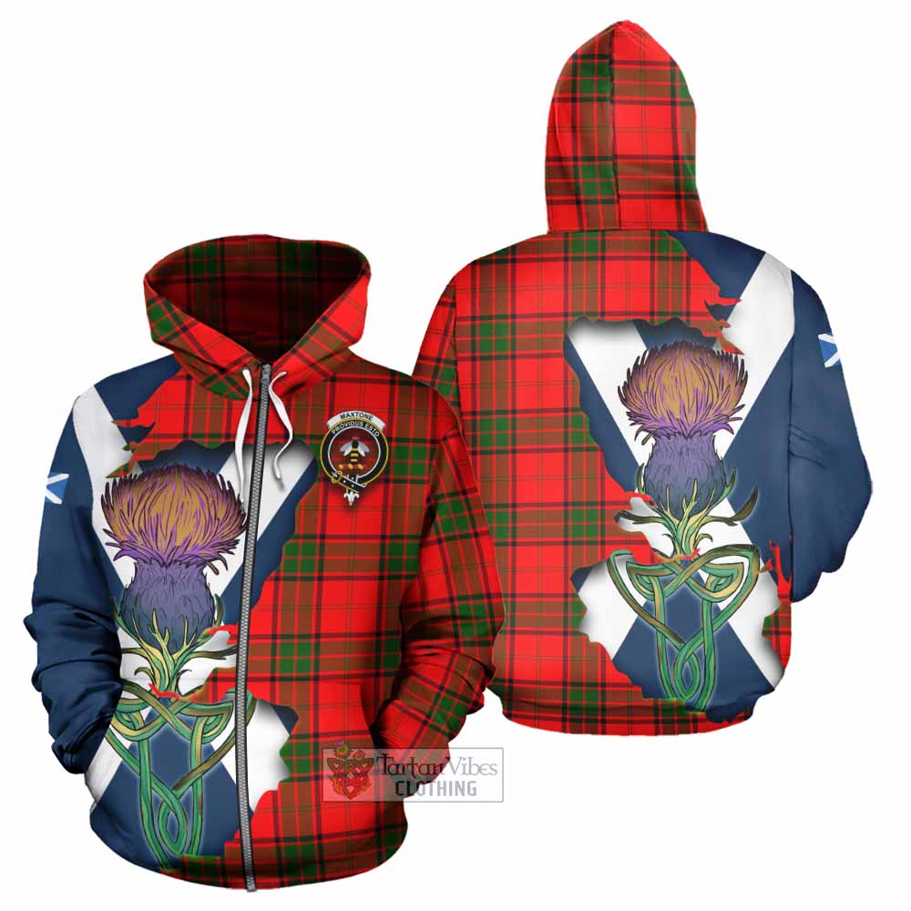 Tartan Vibes Clothing Maxtone Tartan Family Crest Hoodie Scottish Thistle Celtic Inspired