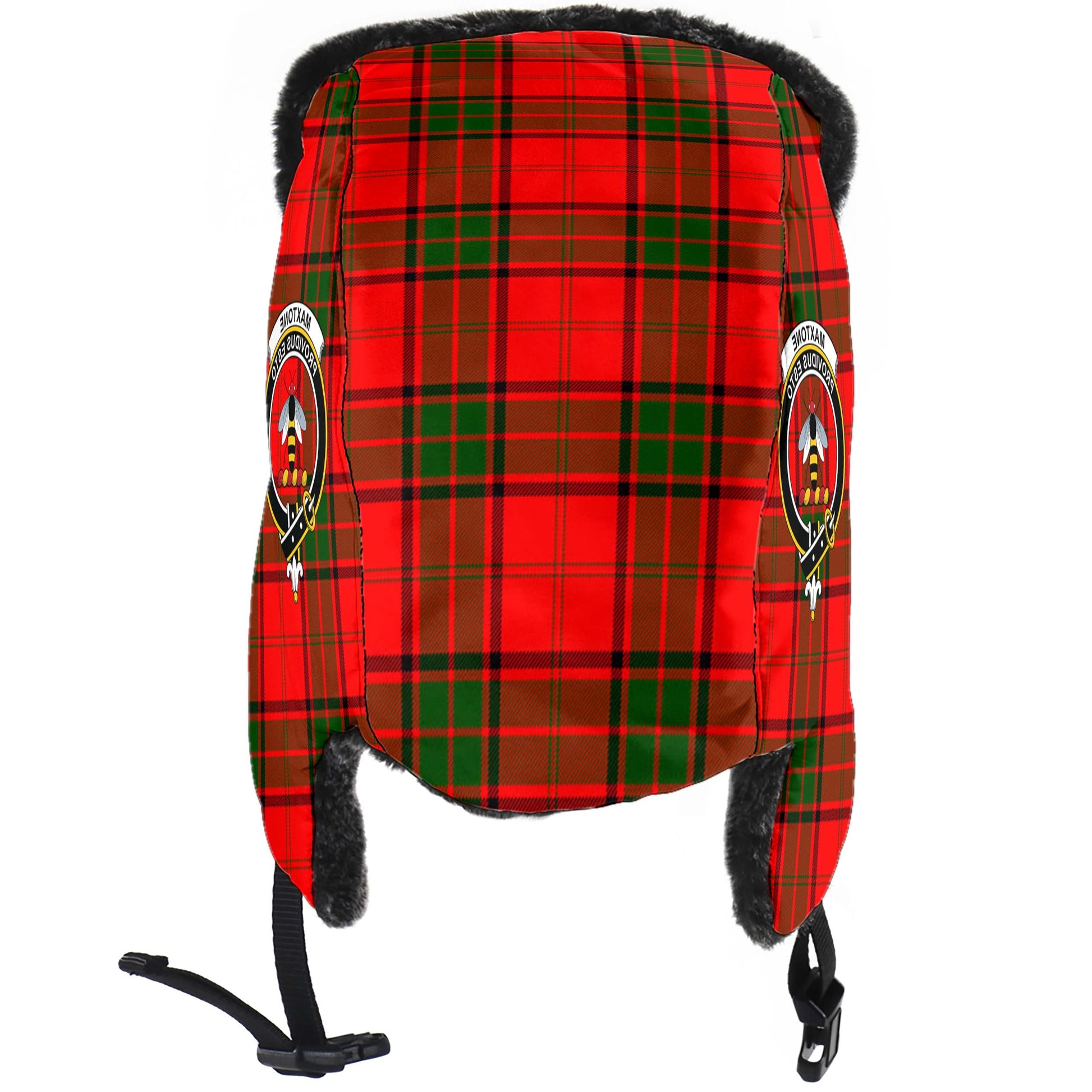 Maxtone Tartan Winter Trapper Hat with Family Crest - Tartan Vibes Clothing