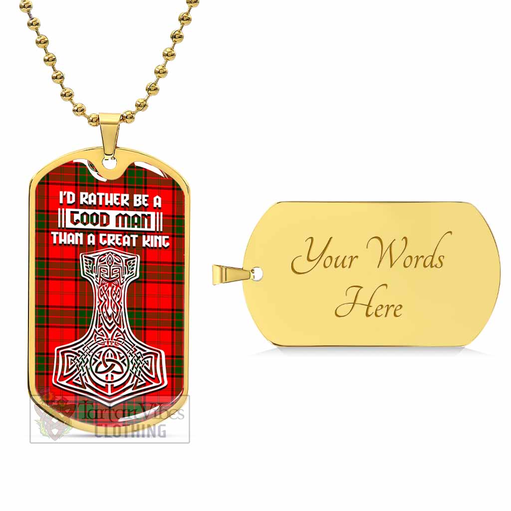 Maxtone Tartan Dog Tag Necklace Viking Mjolnir Style Gold Yes - Tartan Vibes Clothing