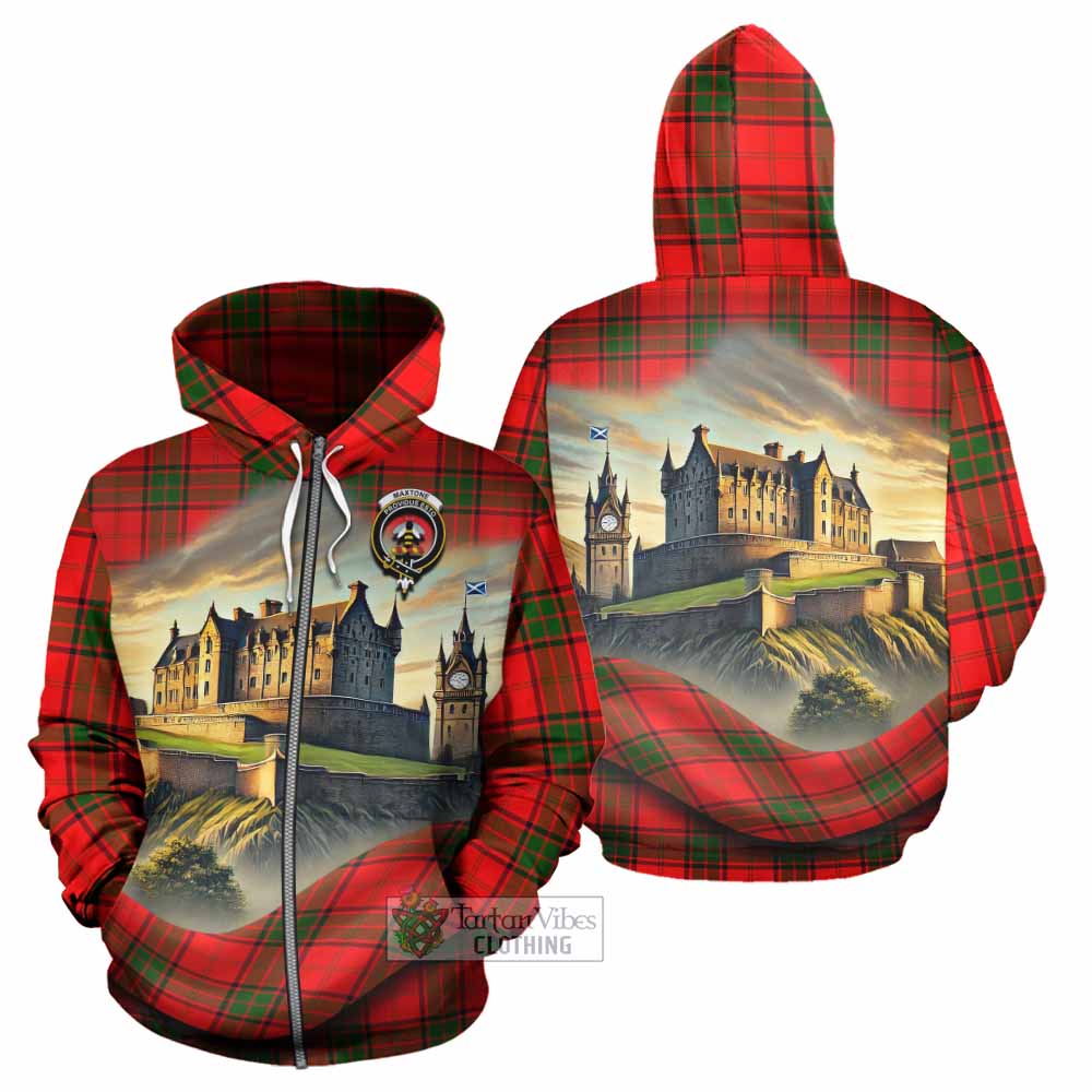 Maxtone Tartan Family Crest Hoodie with Scottish Ancient Castle Style Zip Hoodie - Tartan Vibes Clothing